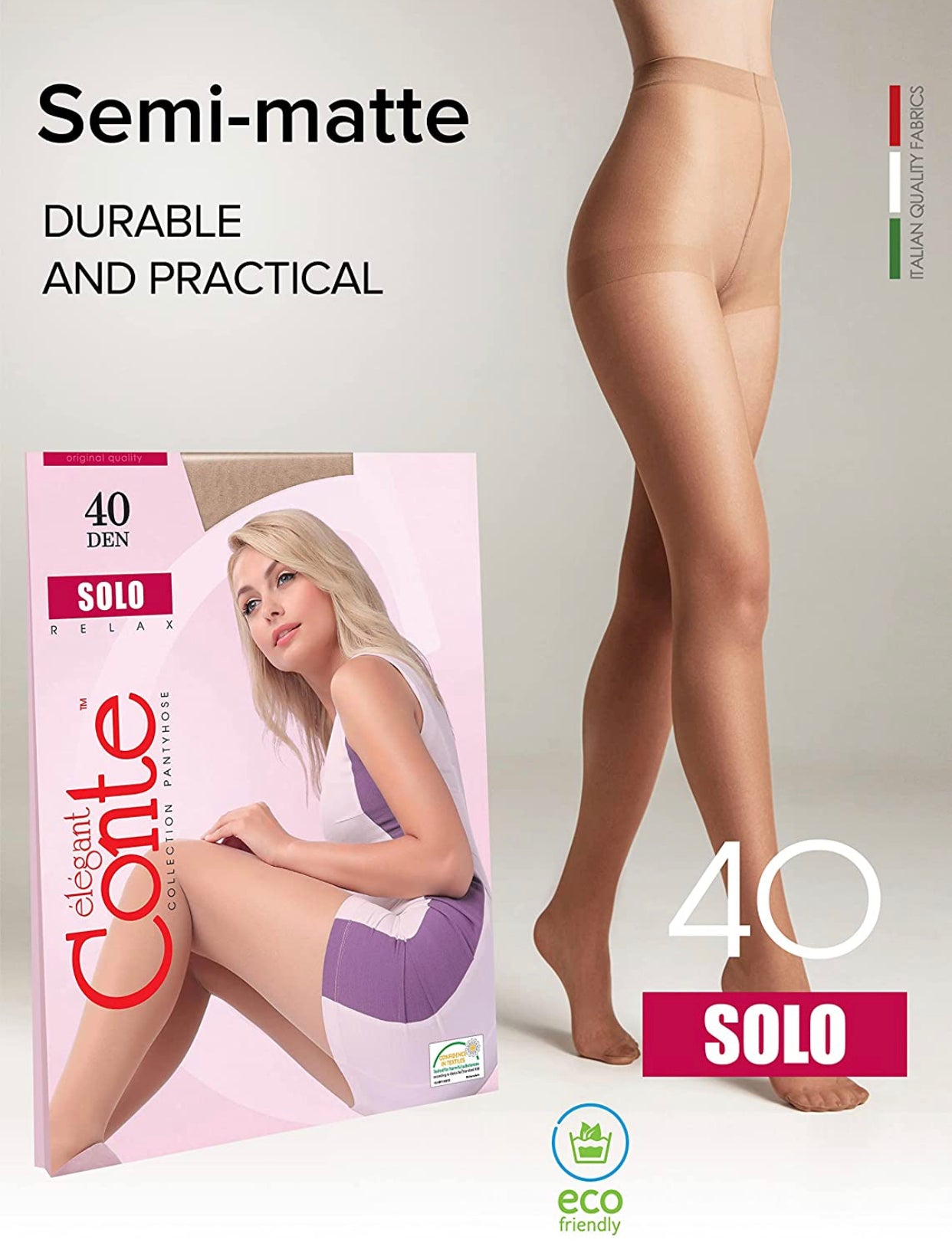 Conte Solo 40 Den - Classic Tights for Women with a Reinforced Shorts (8С-38СП)