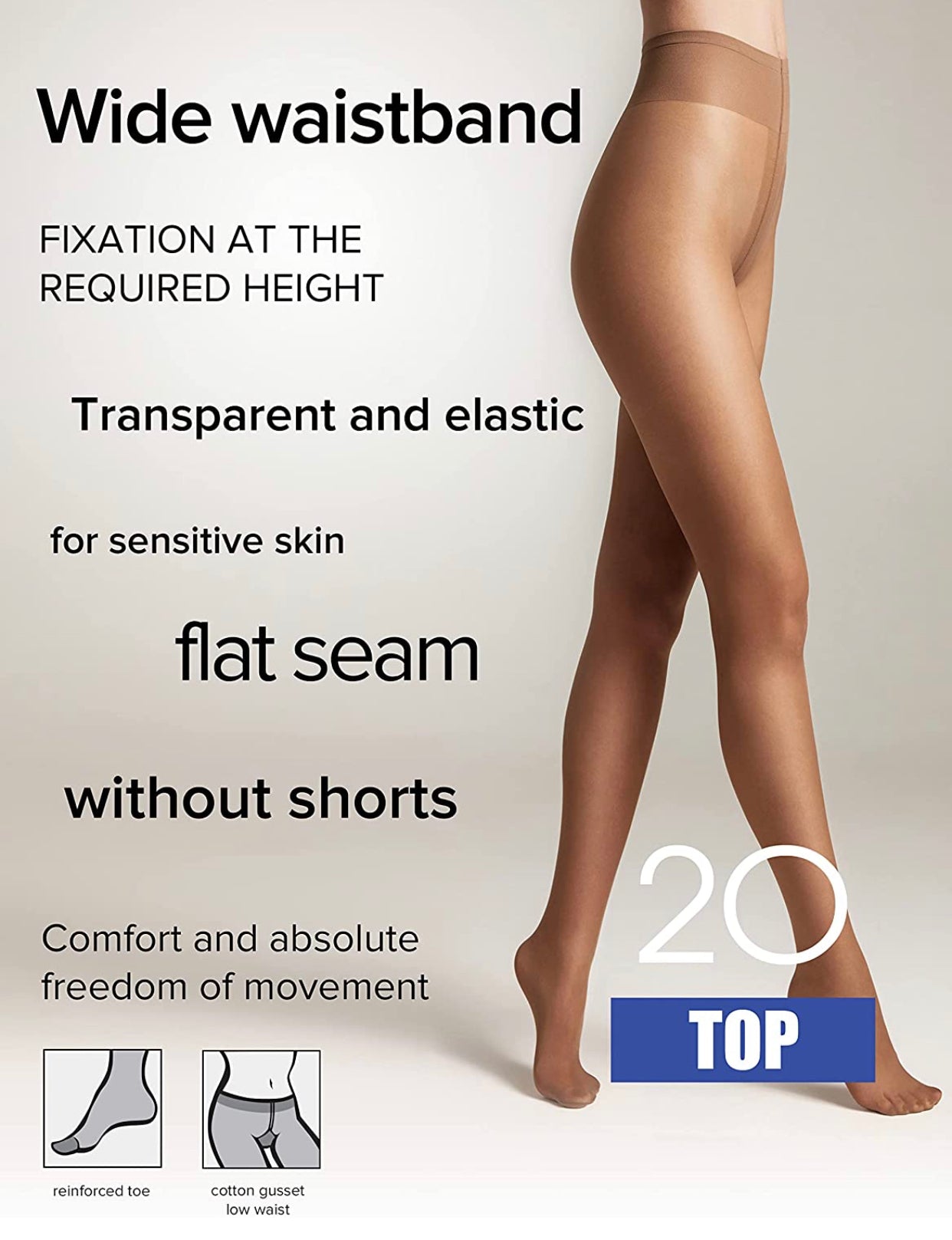Conte Top 20 Den - Classic Tights for Women T-top Low Waist (8С-29СП)