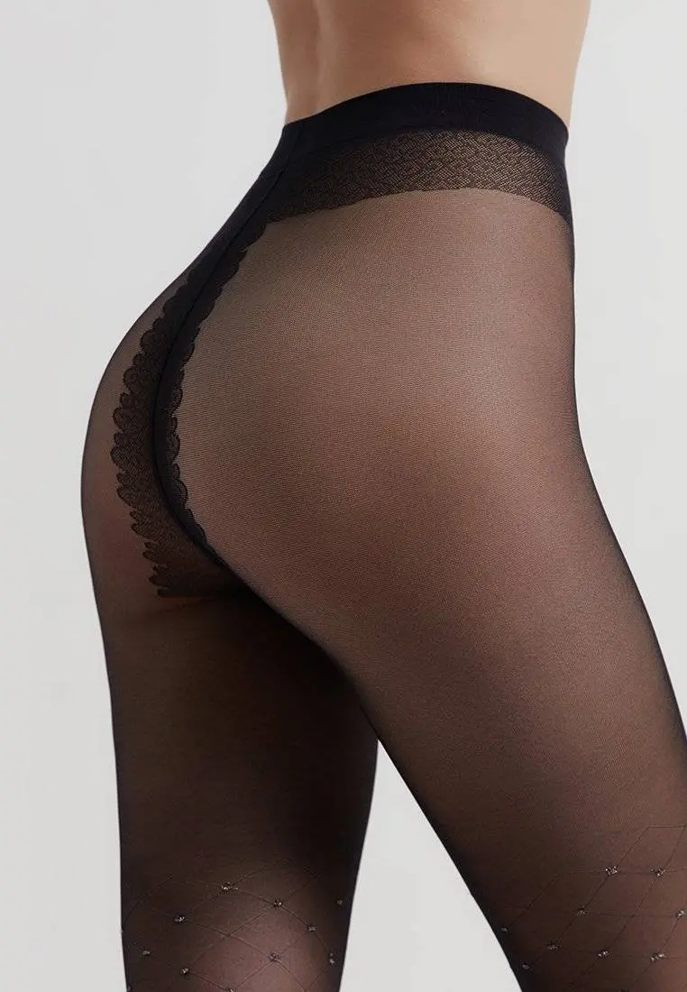 Conte Lusso 20 Den - Fantasy Tights for Women with diamond pattern & lurex polka dots (20С-92СП)