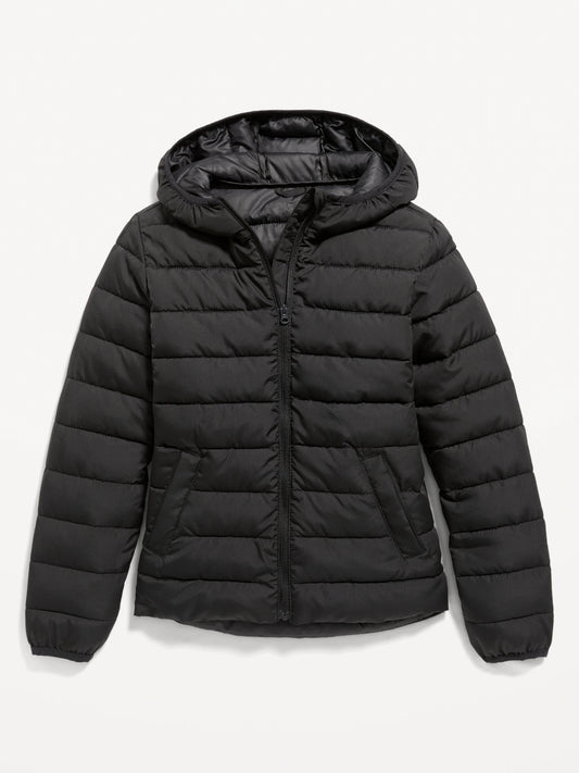 Water-Resistant Narrow-Channel Quilted Puffer Jacket for Girls