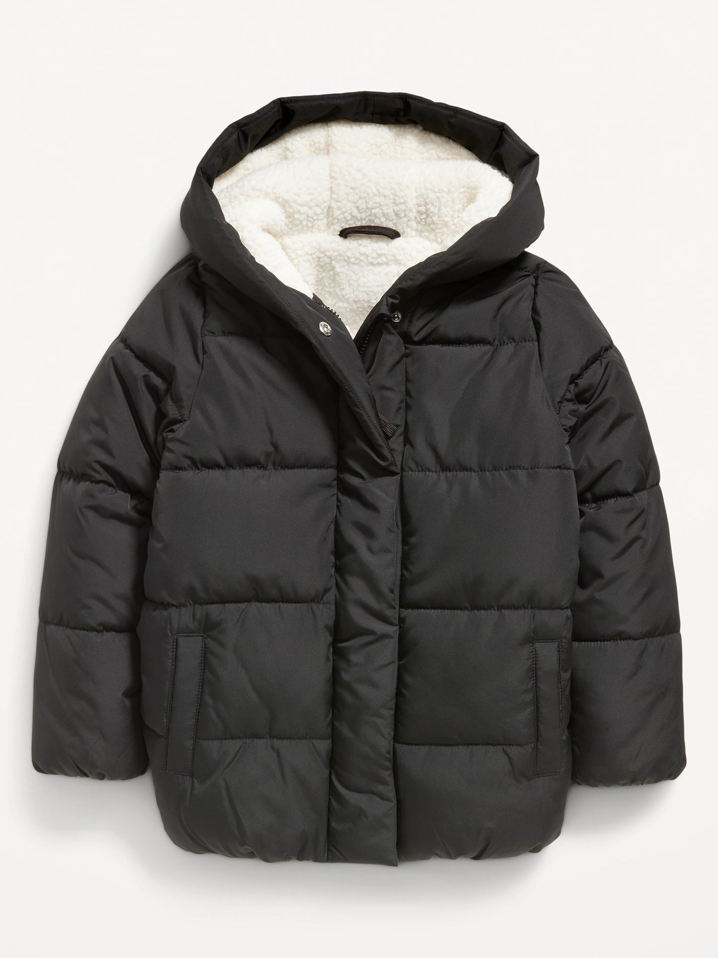 Cocoon Sherpa-Lined Hooded Puffer Jacket for Girls