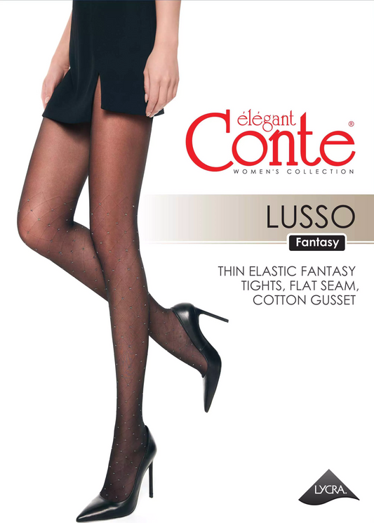 Conte Lusso 20 Den - Fantasy Tights for Women with diamond pattern & lurex polka dots (20С-92СП)
