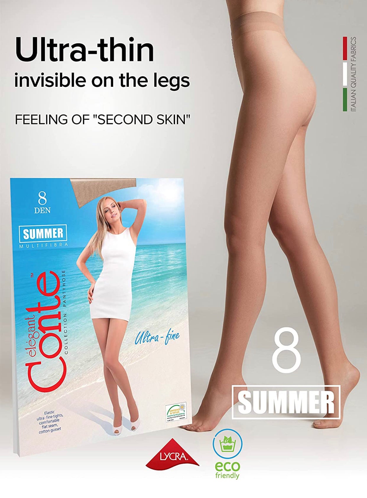 Conte Summer 8 Den - Classic Ultra-thin Invisible Tights for Women (14С-17СП)