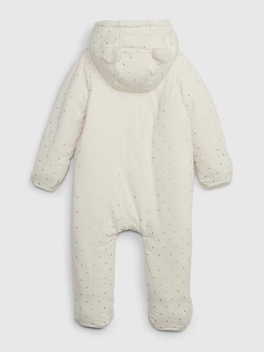 Baby Cotton Sherpa Lining Hoodie Overall Double Zipper One-Piece