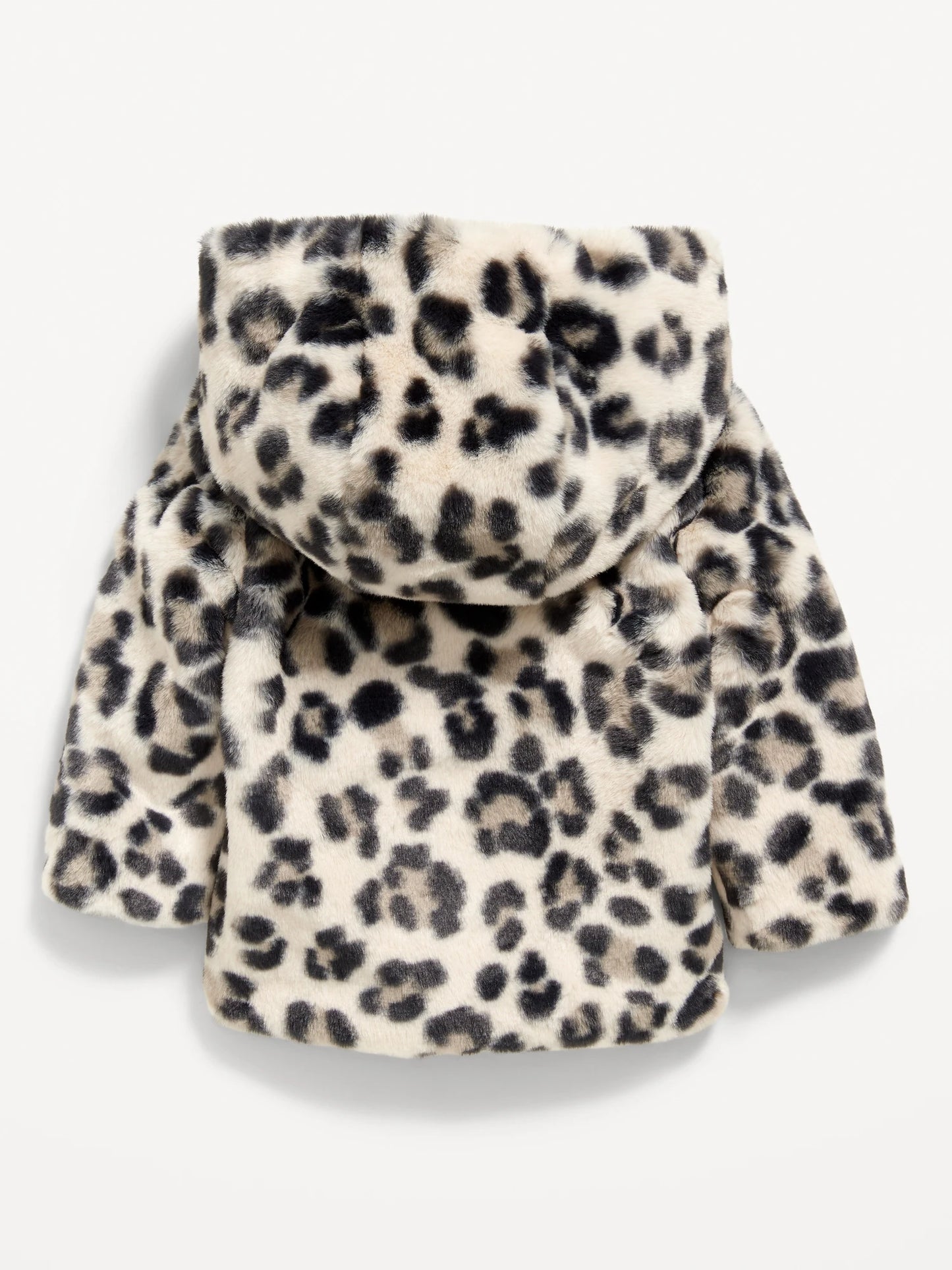 Faux-Fur Leopard-Print Hooded Zip Jacket for Baby